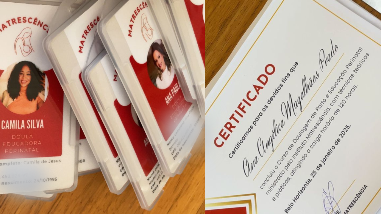 Certificado e carteirinha do Instituto Matrescência